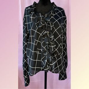 Jones New York Long Sleeve Ruffle Blouse- Size XL
